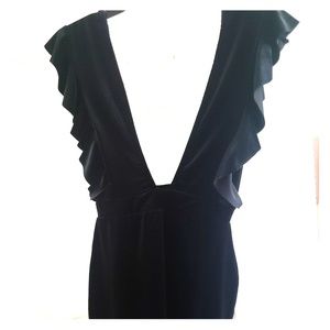 Black Velvet  V Cut Dress